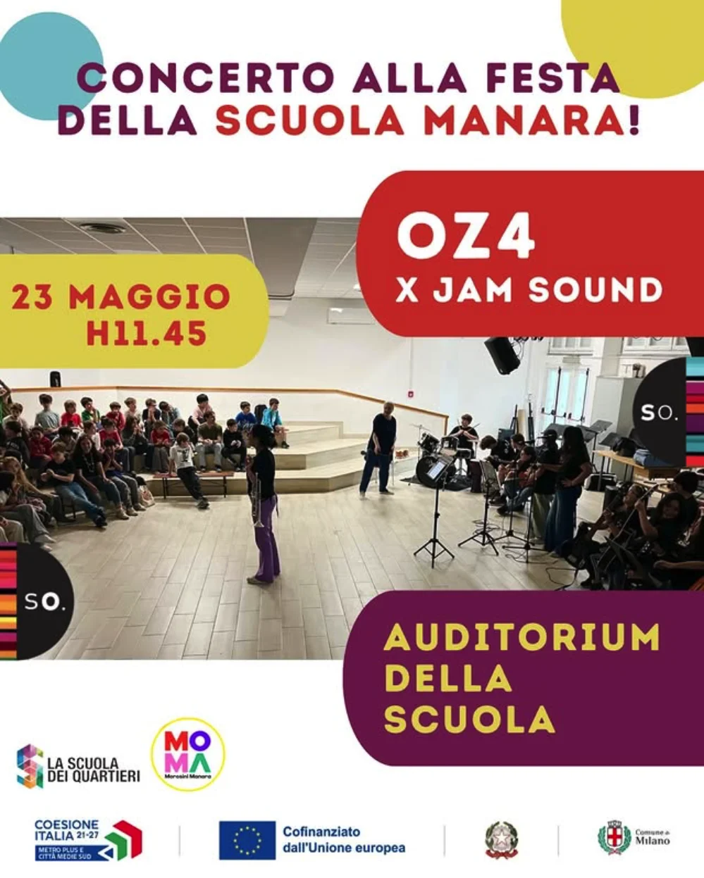 OZ4 x Jam Sound Festa della Scuola Manara 23 maggio 2026